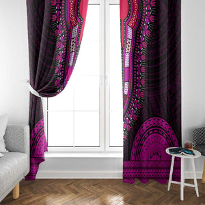 African Dashiki and Polynesian Pattern Window Curtain Pink