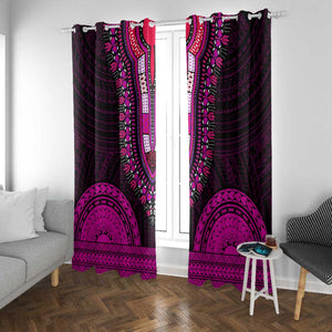 African Dashiki and Polynesian Pattern Window Curtain Pink