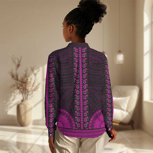 African Dashiki and Polynesian Pattern Women Casual Shirt Pink