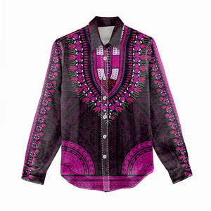 African Dashiki and Polynesian Pattern Women Casual Shirt Pink