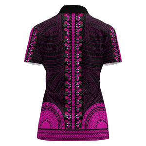 African Dashiki and Polynesian Pattern Women Polo Shirt Pink