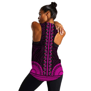 African Dashiki and Polynesian Pattern Women Racerback Tank Pink