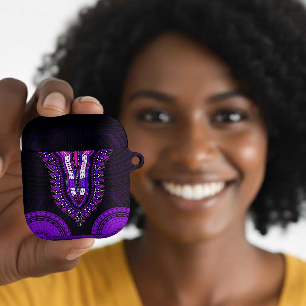 African Dashiki and Polynesian Pattern AirPods Case Purple
