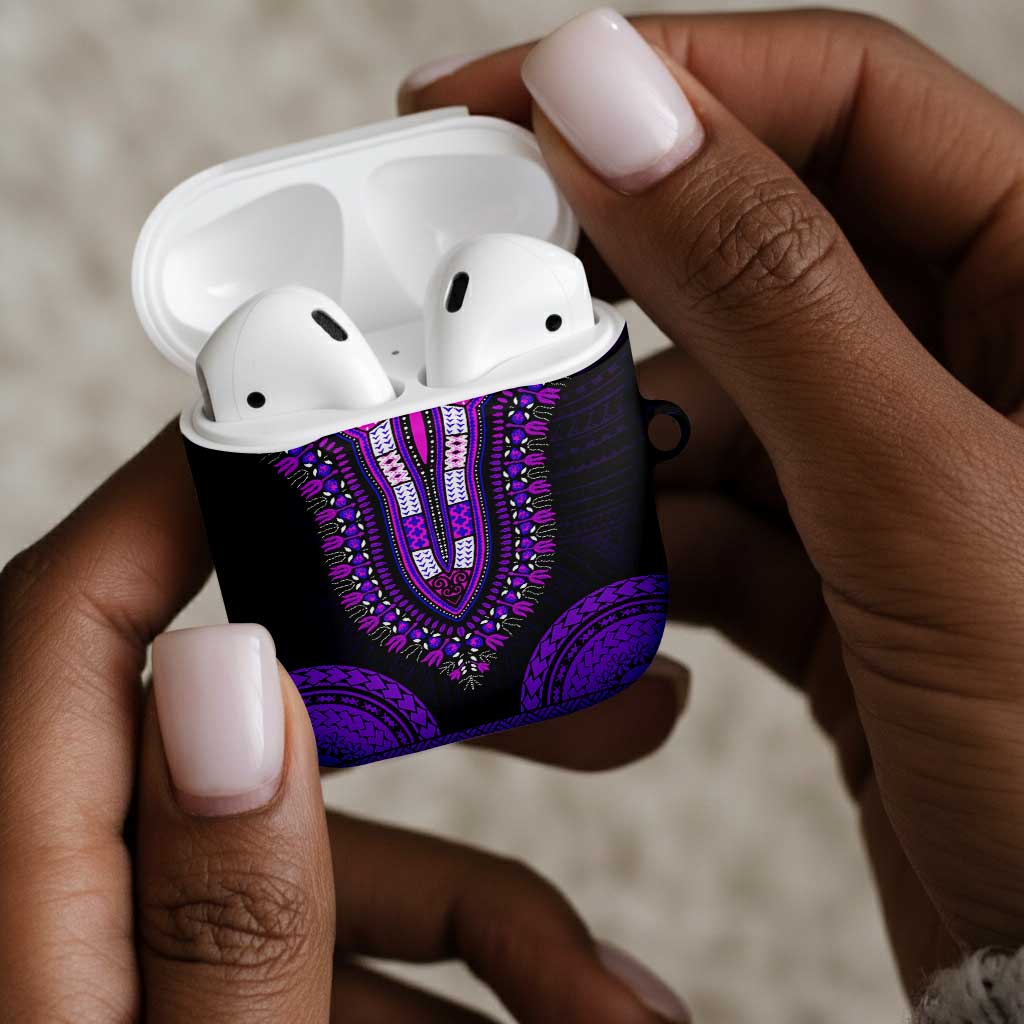 African Dashiki and Polynesian Pattern AirPods Case Purple