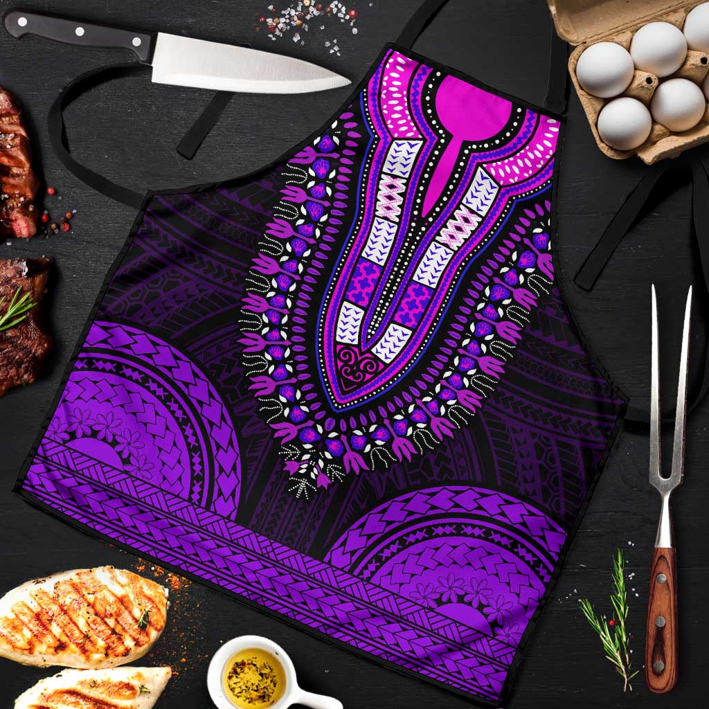 African Dashiki and Polynesian Pattern Apron Purple