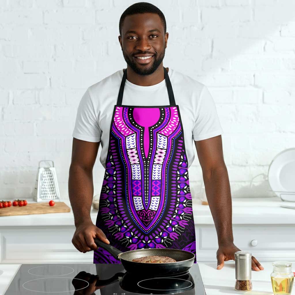 African Dashiki and Polynesian Pattern Apron Purple