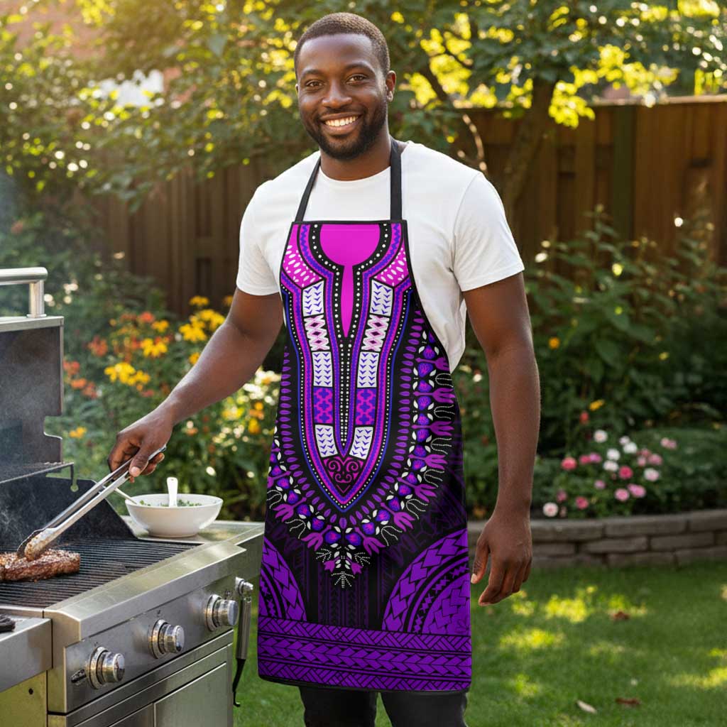 African Dashiki and Polynesian Pattern Apron Purple