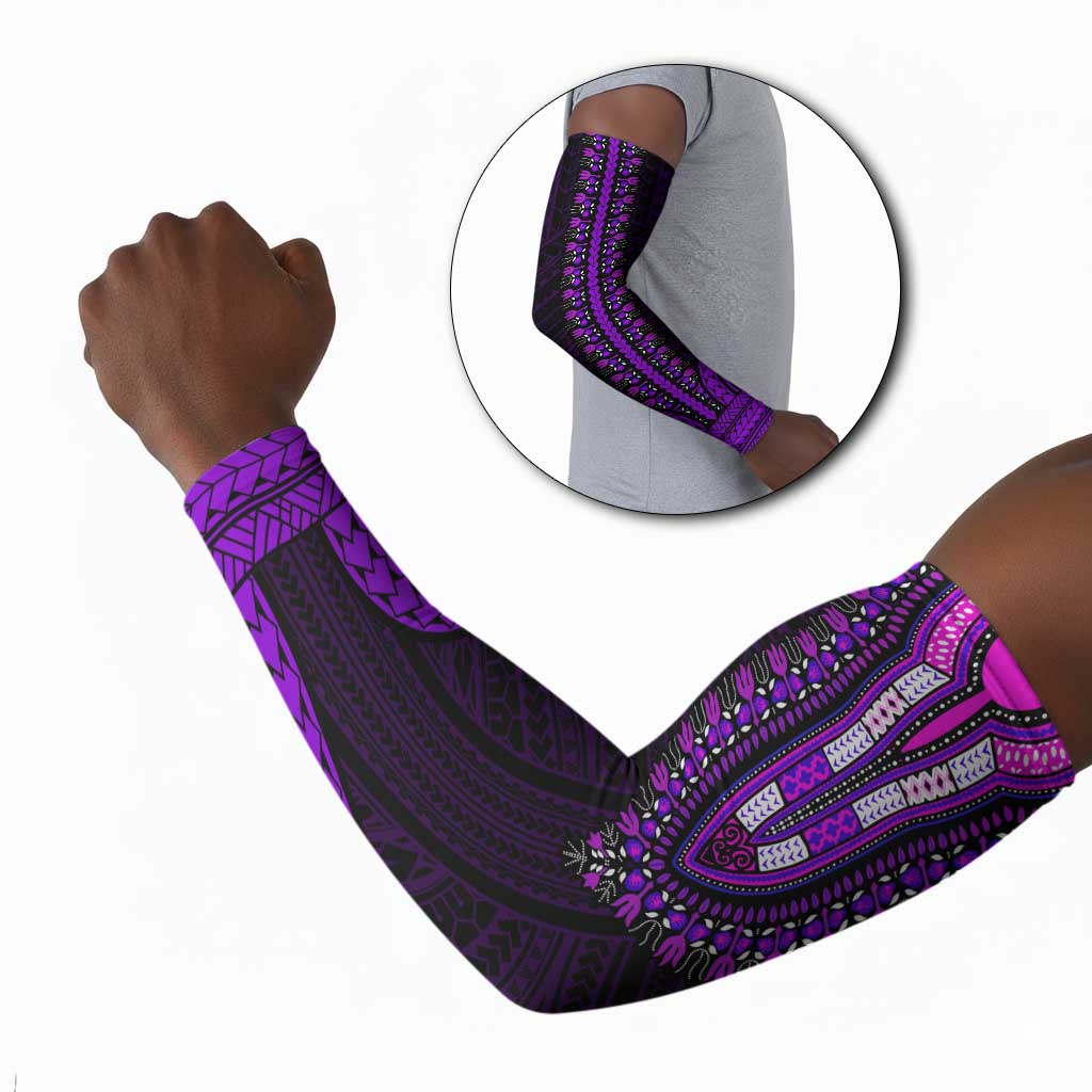 African Dashiki and Polynesian Pattern Arm Sleeves Purple