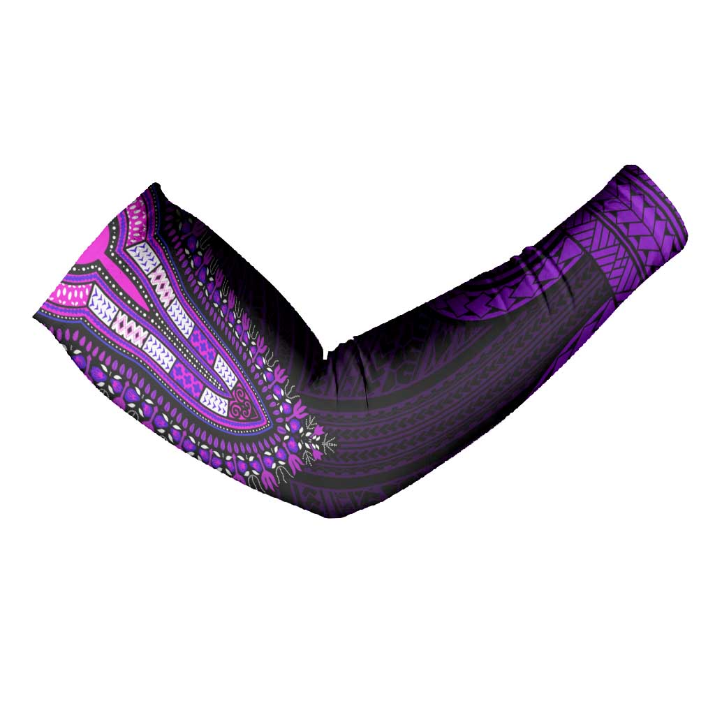African Dashiki and Polynesian Pattern Arm Sleeves Purple