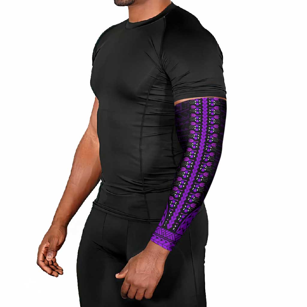African Dashiki and Polynesian Pattern Arm Sleeves Purple