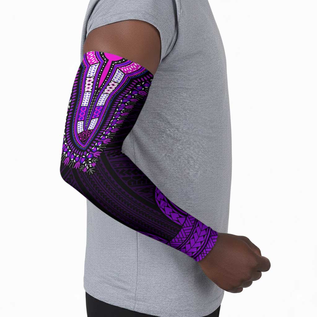 African Dashiki and Polynesian Pattern Arm Sleeves Purple