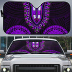 African Dashiki and Polynesian Pattern Auto Sun Shade Purple