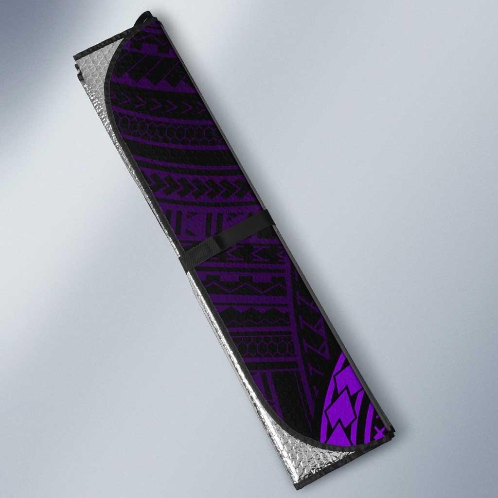 African Dashiki and Polynesian Pattern Auto Sun Shade Purple