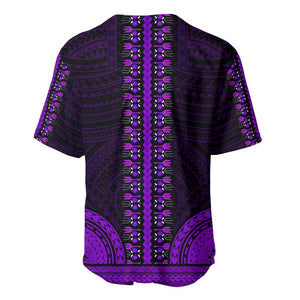 African Dashiki and Polynesian Pattern Baseball Jersey Purple