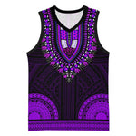 African Dashiki and Polynesian Pattern Basketball Jersey Purple LT9