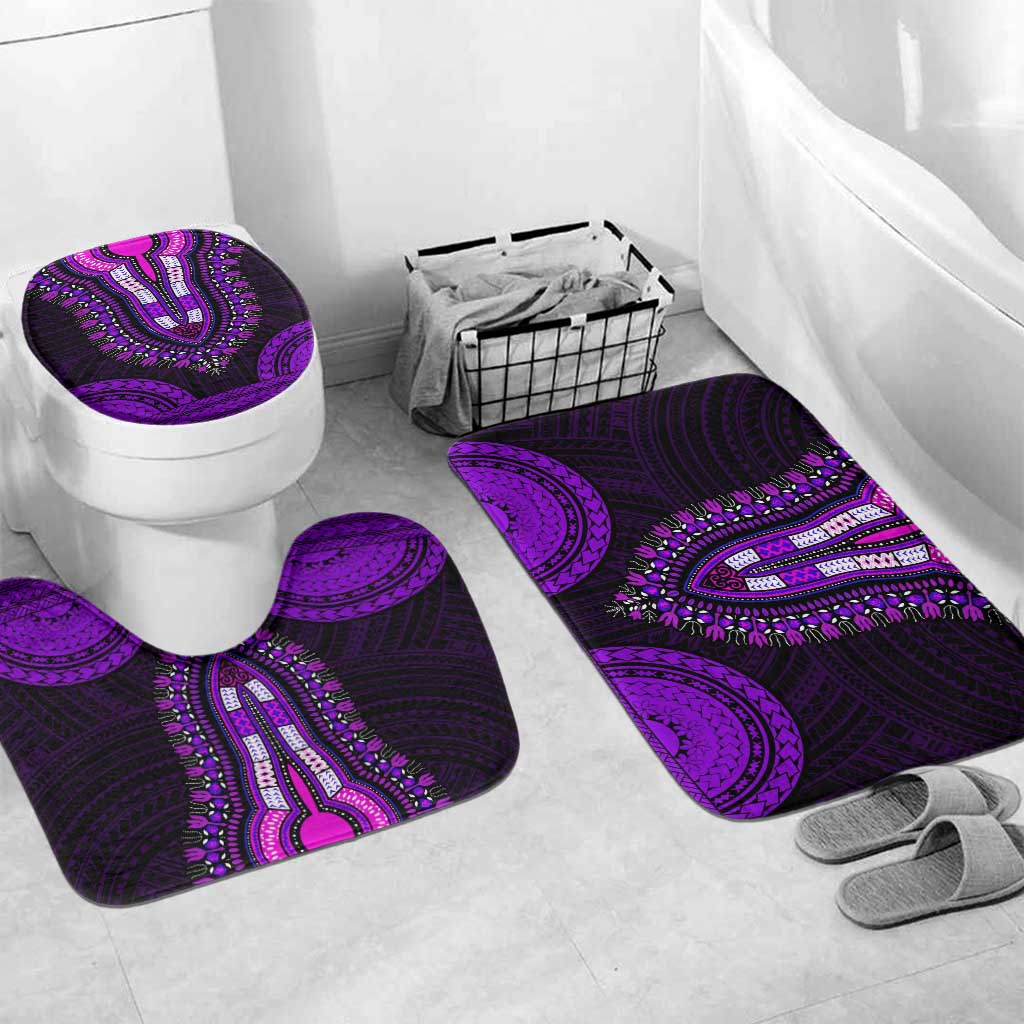 African Dashiki and Polynesian Pattern Bathroom Set Purple