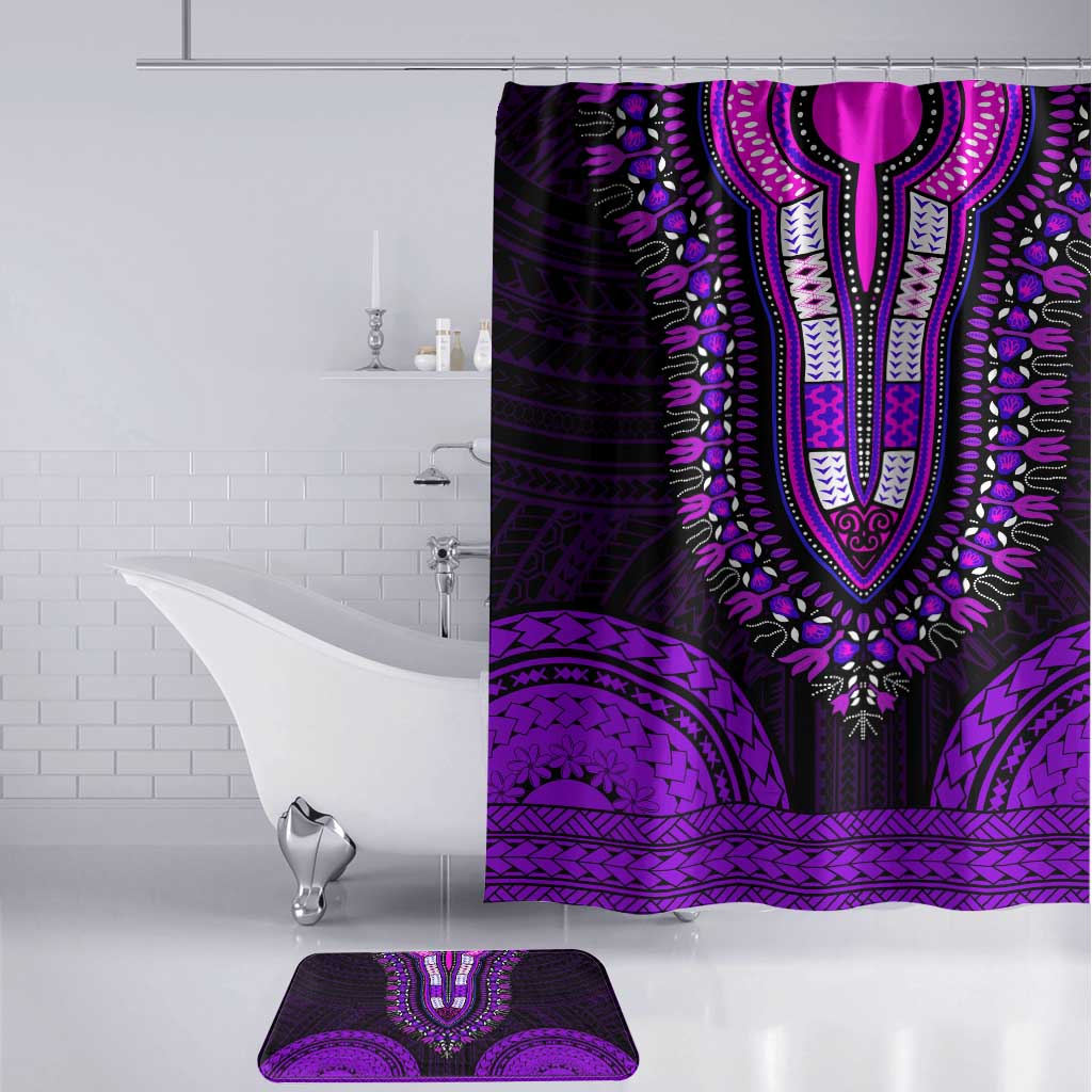 African Dashiki and Polynesian Pattern Bathroom Set Purple