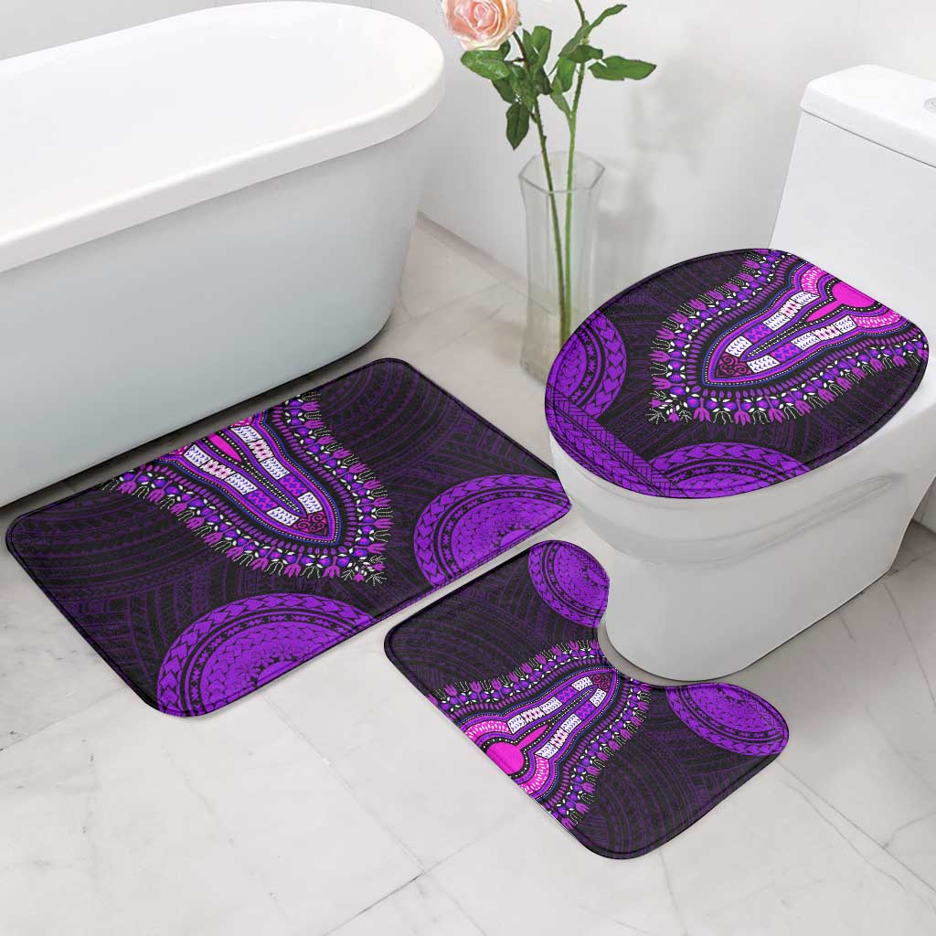African Dashiki and Polynesian Pattern Bathroom Set Purple