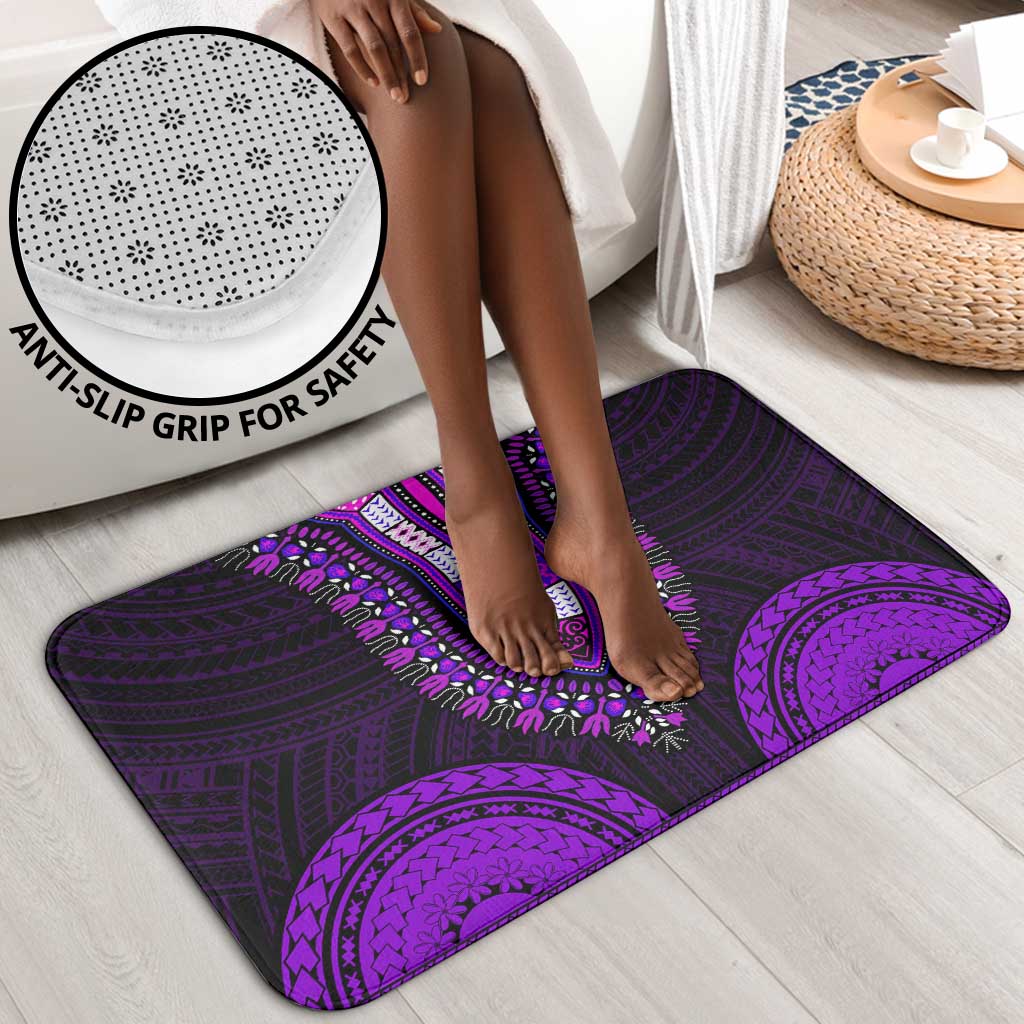 African Dashiki and Polynesian Pattern Bathroom Set Purple