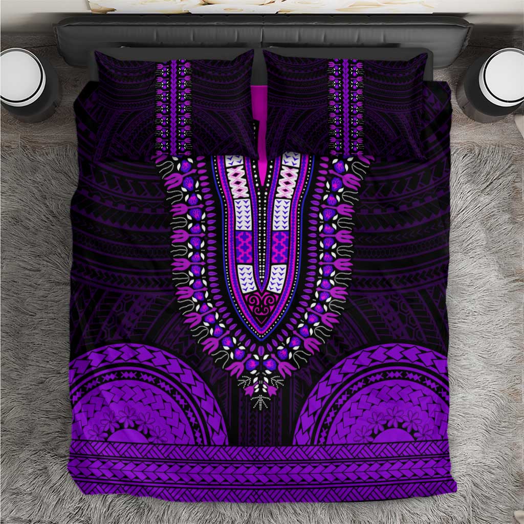 African Dashiki and Polynesian Pattern Bedding Set Purple