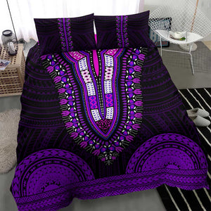 African Dashiki and Polynesian Pattern Bedding Set Purple