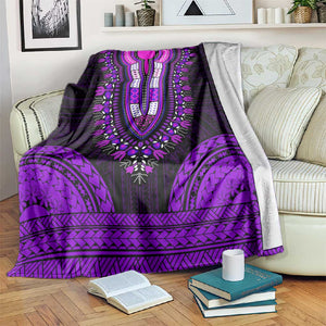 African Dashiki and Polynesian Pattern Blanket Purple