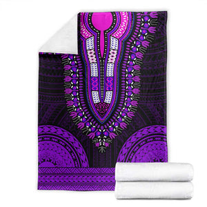 African Dashiki and Polynesian Pattern Blanket Purple