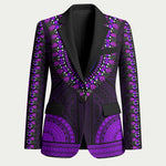 African Dashiki and Polynesian Pattern Blazer Purple