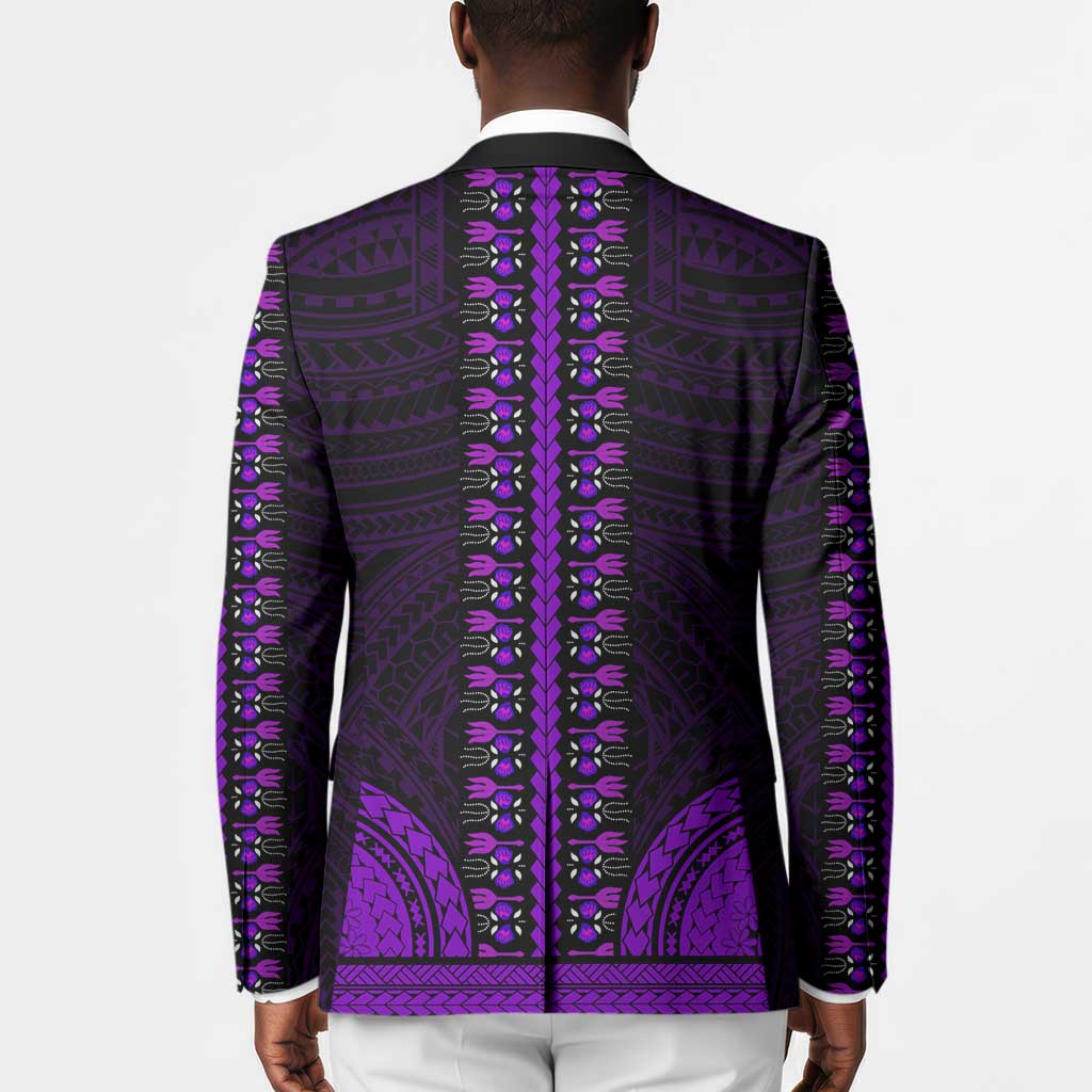 African Dashiki and Polynesian Pattern Blazer Purple
