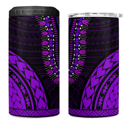 African Dashiki and Polynesian Pattern 4 in 1 Can Cooler Tumbler Purple