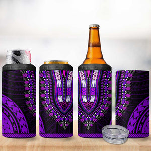 African Dashiki and Polynesian Pattern 4 in 1 Can Cooler Tumbler Purple