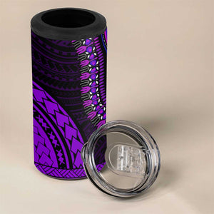 African Dashiki and Polynesian Pattern 4 in 1 Can Cooler Tumbler Purple