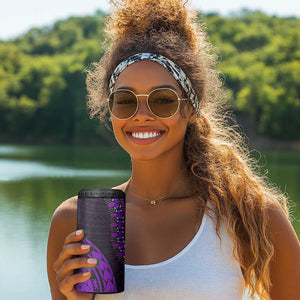 African Dashiki and Polynesian Pattern 4 in 1 Can Cooler Tumbler Purple