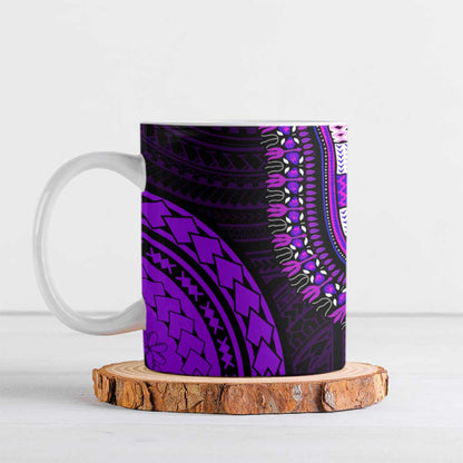 African Dashiki and Polynesian Pattern Ceramic Mug Purple