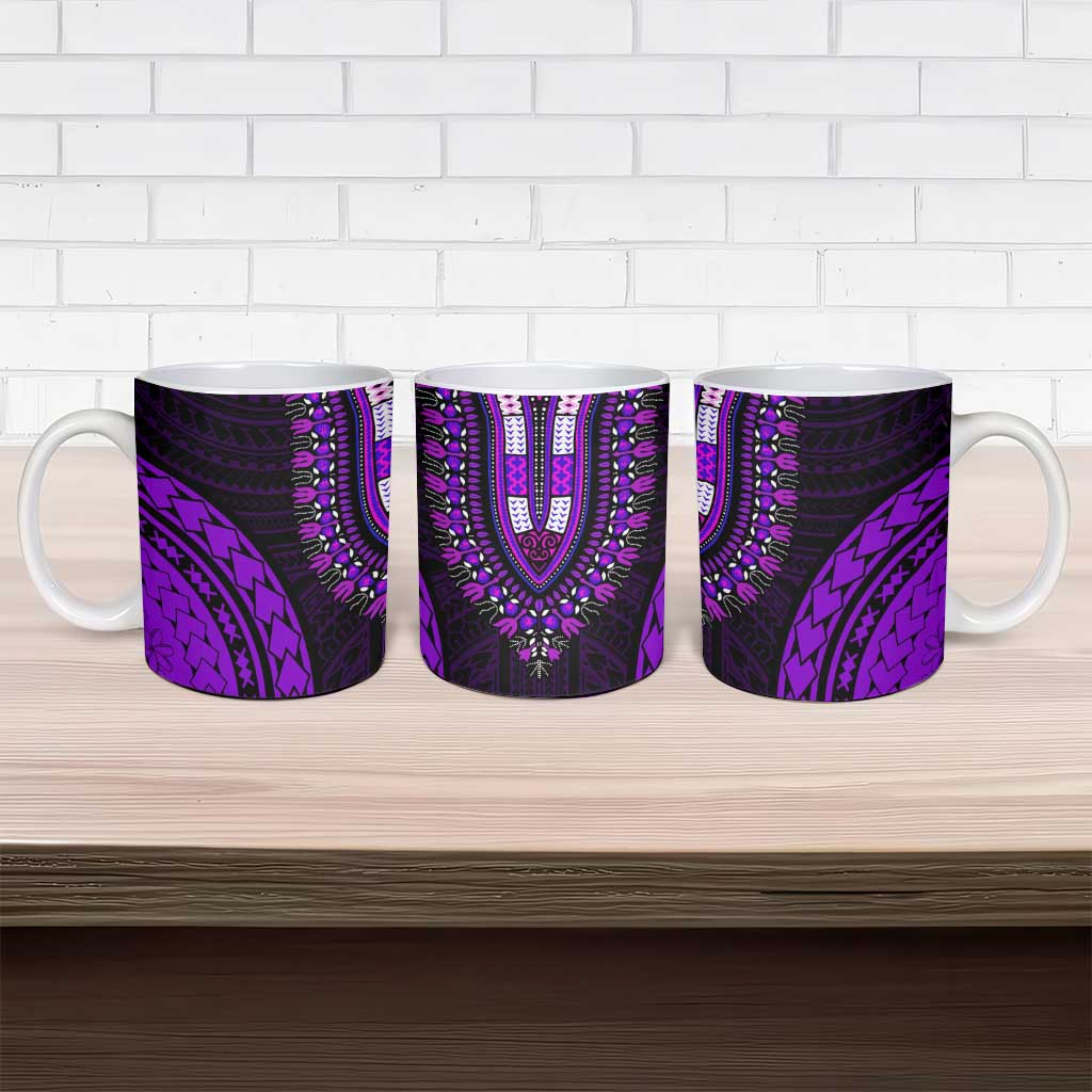 African Dashiki and Polynesian Pattern Ceramic Mug Purple