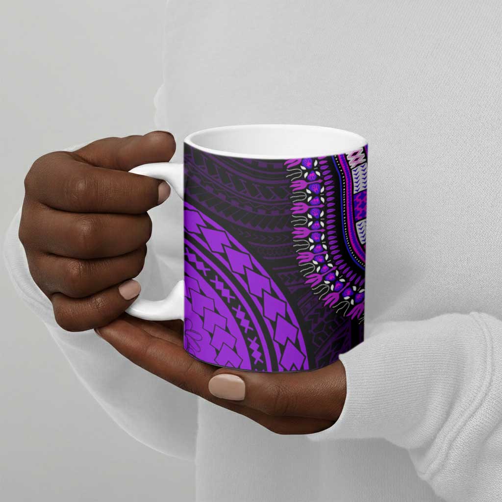 African Dashiki and Polynesian Pattern Ceramic Mug Purple