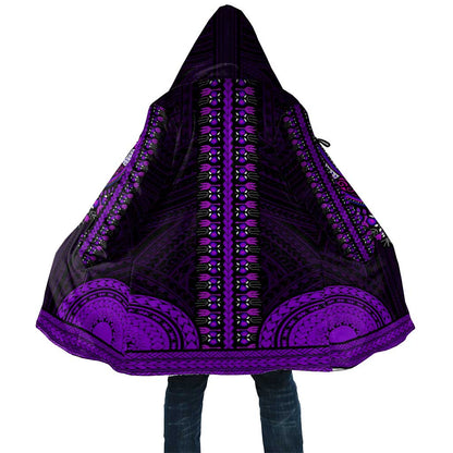 African Dashiki and Polynesian Pattern Cloak Purple