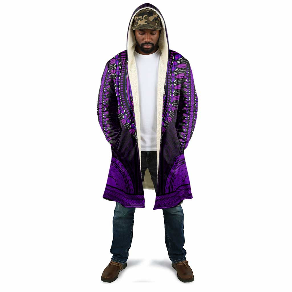 African Dashiki and Polynesian Pattern Cloak Purple