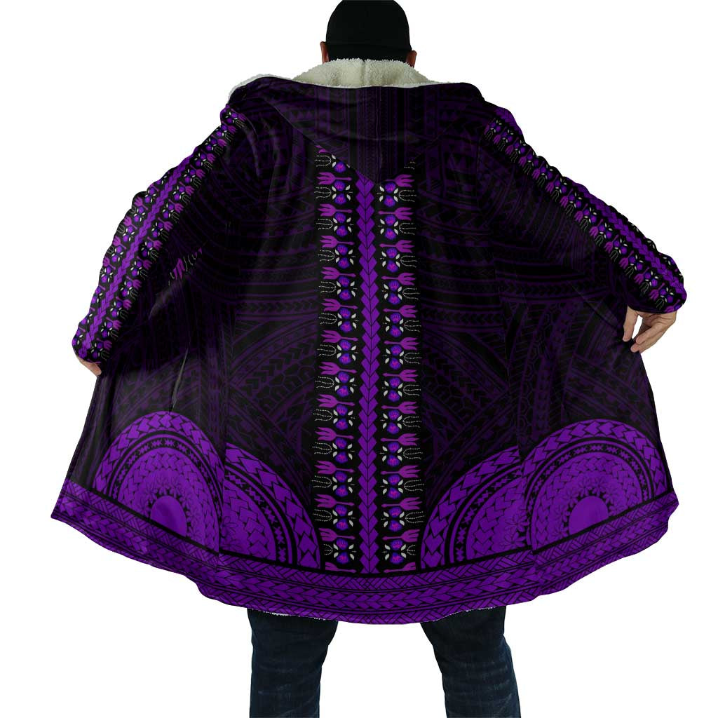 African Dashiki and Polynesian Pattern Cloak Purple