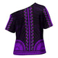 African Dashiki and Polynesian Pattern Cross Shoulder Shirt Purple