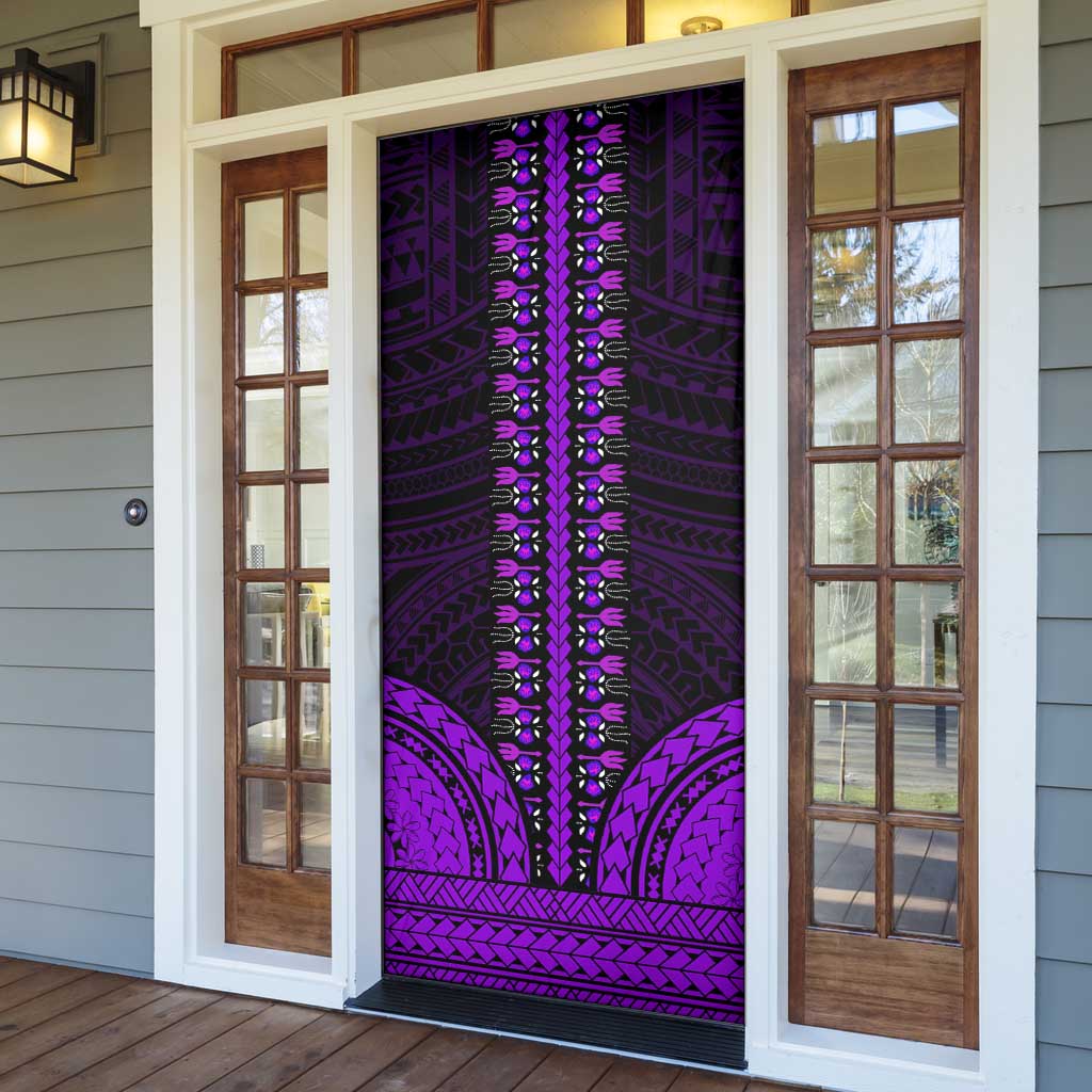 African Dashiki and Polynesian Pattern Door Cover Purple
