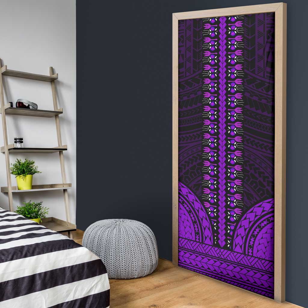 African Dashiki and Polynesian Pattern Door Cover Purple