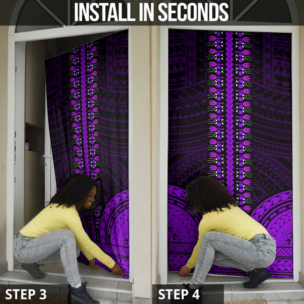 African Dashiki and Polynesian Pattern Door Cover Purple
