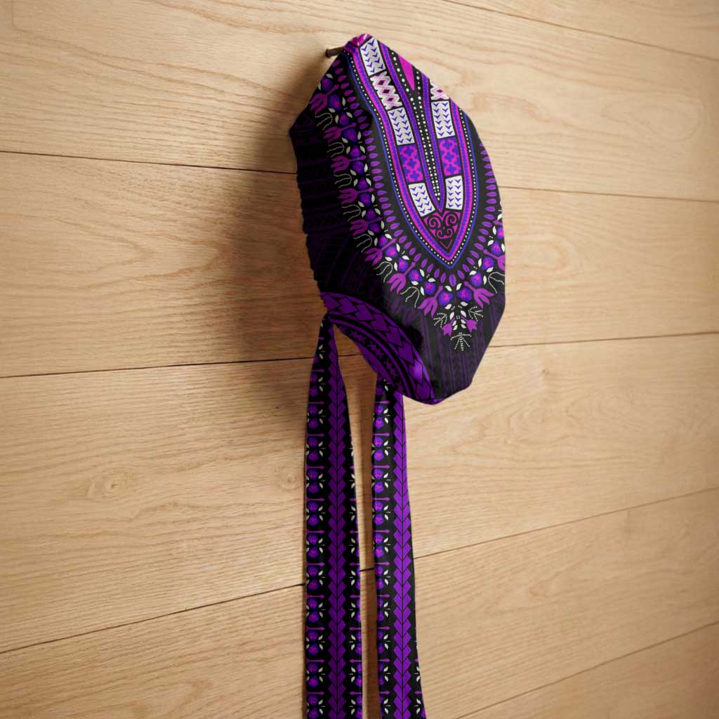 African Dashiki and Polynesian Pattern Easy Headwrap Purple