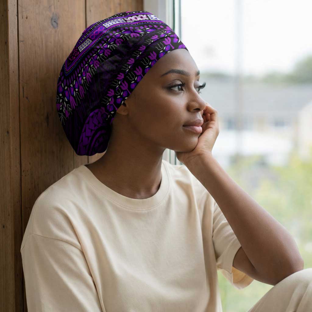 African Dashiki and Polynesian Pattern Easy Headwrap Purple