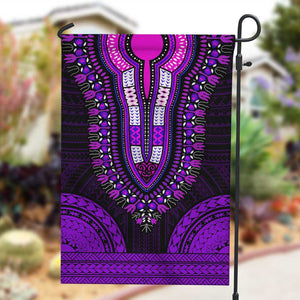 African Dashiki and Polynesian Pattern Garden Flag Purple