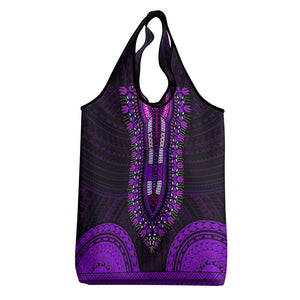 African Dashiki and Polynesian Pattern Grocery Bag Purple