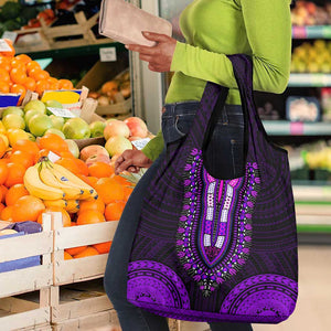 African Dashiki and Polynesian Pattern Grocery Bag Purple