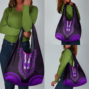 African Dashiki and Polynesian Pattern Grocery Bag Purple