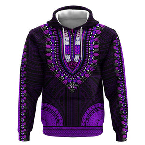 African Dashiki and Polynesian Pattern Hoodie Purple